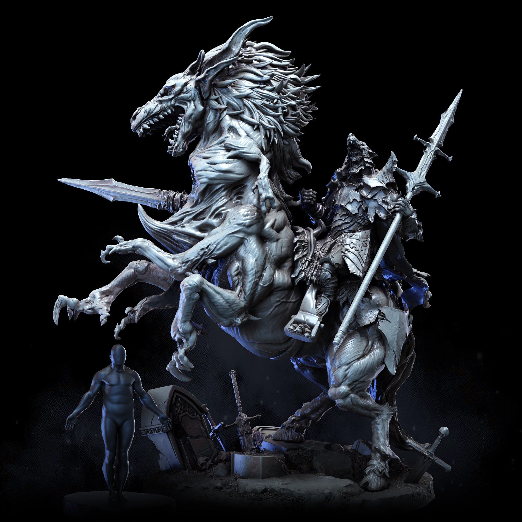 Wolf of Calden on Accursed Destrier | Calden Keep