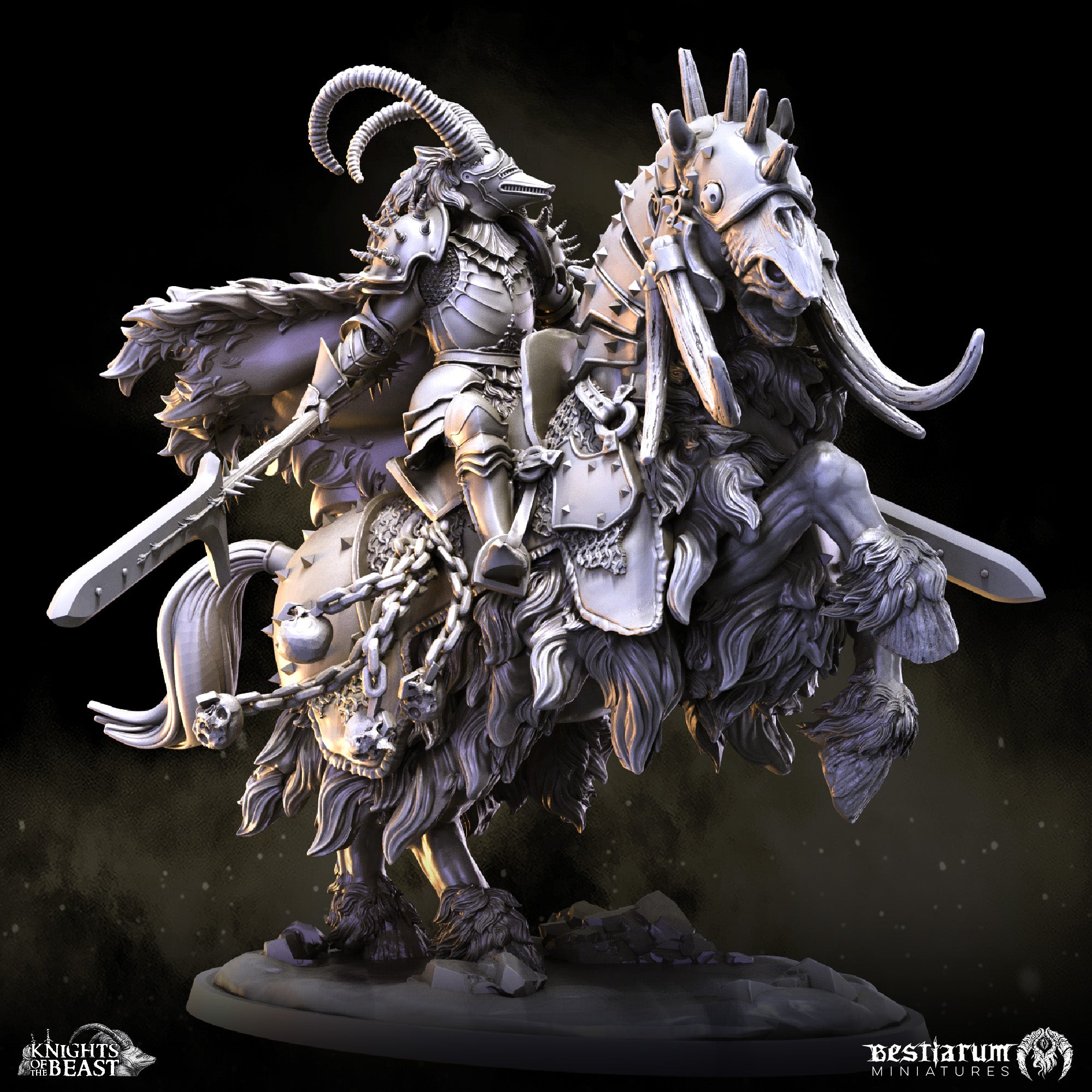 Beastsworn Champion on Horseback | Knights of the Beast | Bestiarum | Miniatures D&D Wargaming DnD