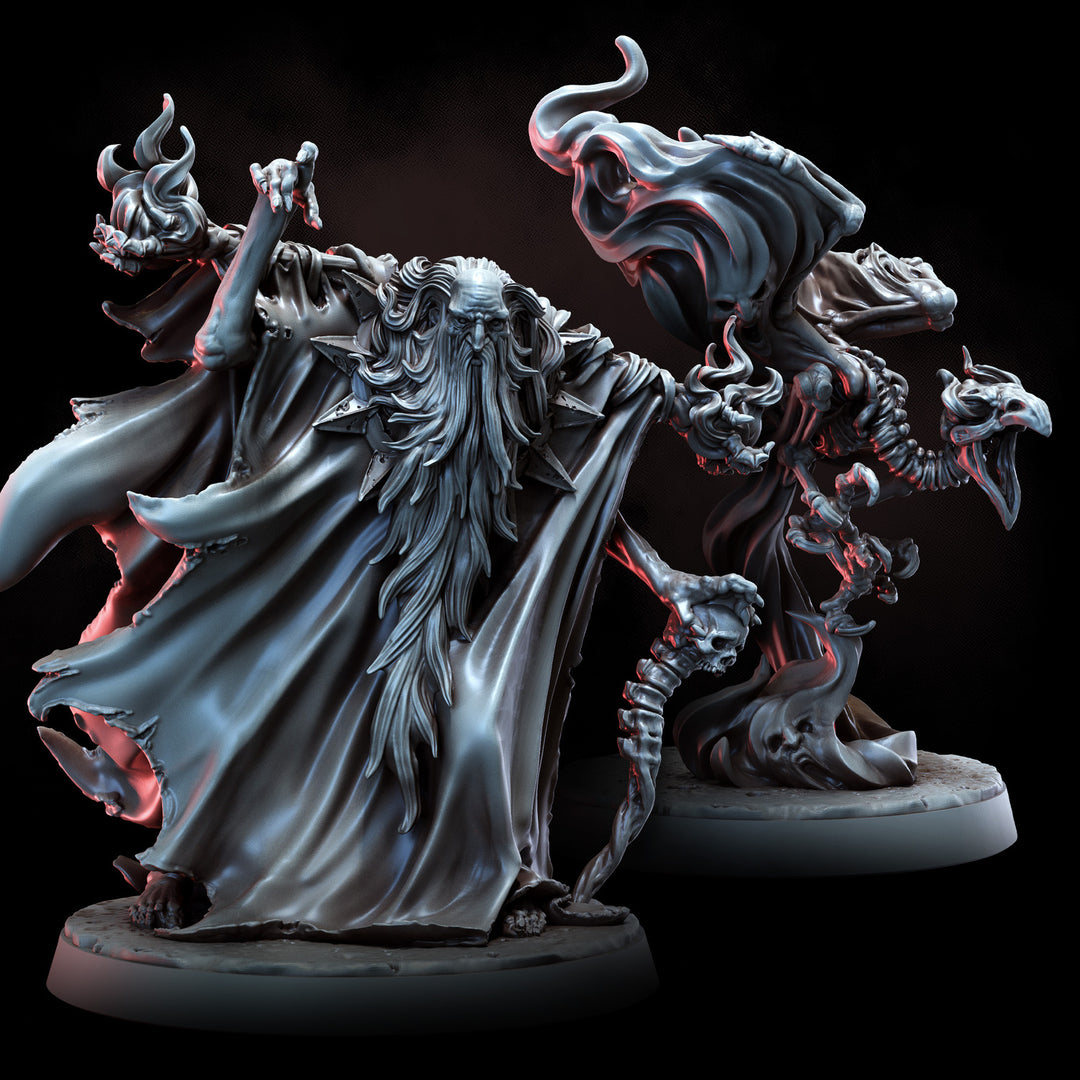 Necromancer Murde with Baleflame Familiar | STL | Lone Heroes