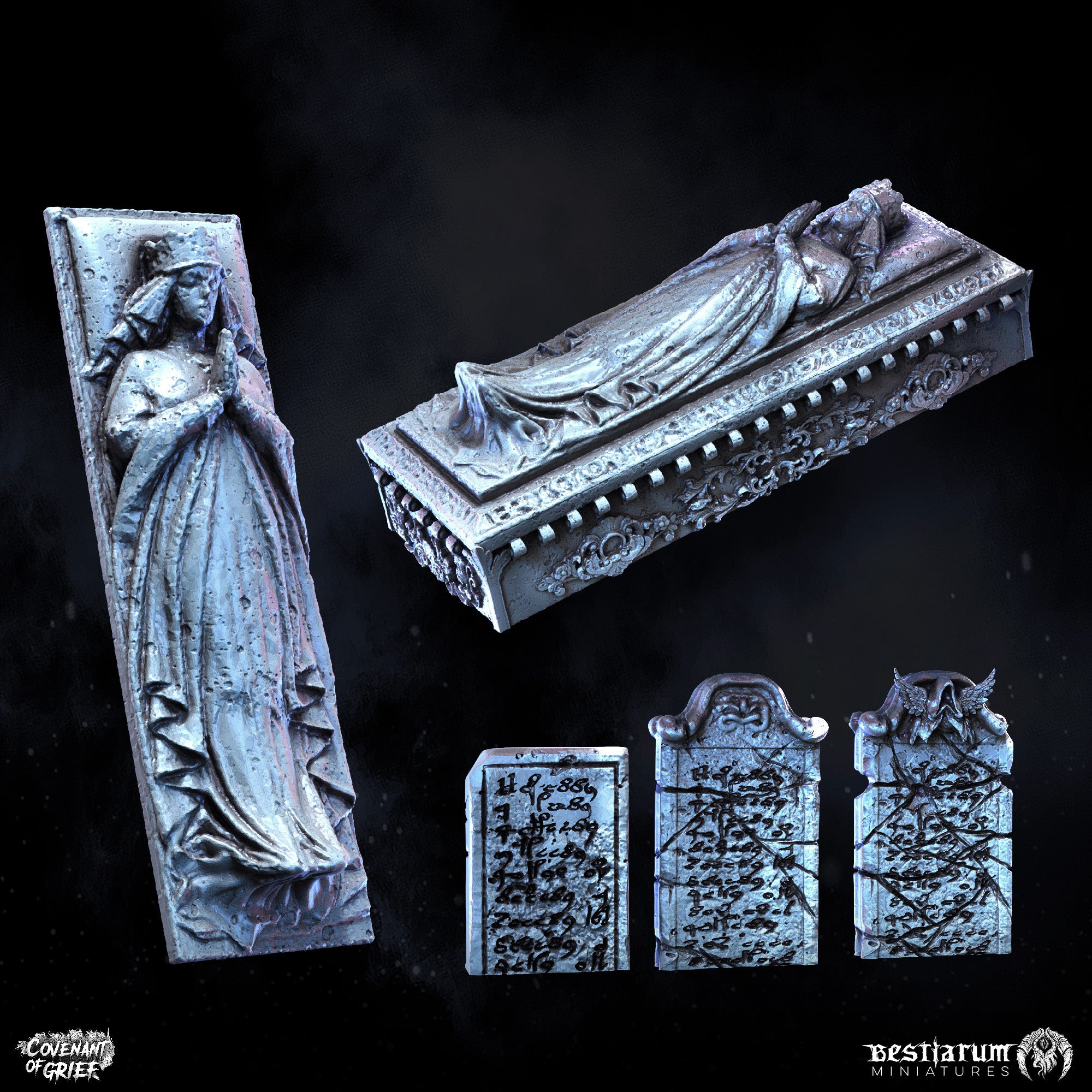 Gravestones and Tomb Kit | Covenant of Grief | Bestiarum | Miniatures D&D Wargaming DnD