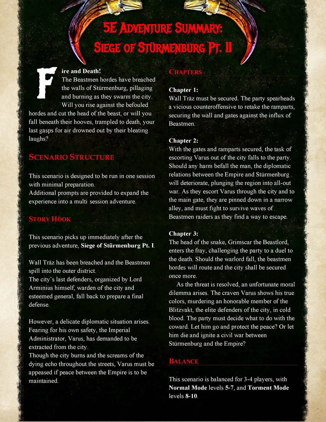 Siege of Sturmenburg Part 2 - Beastmen | 5E Adventures