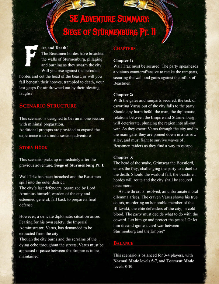 Siege of Sturmenburg Part 2 - Beastmen | 5E Adventures