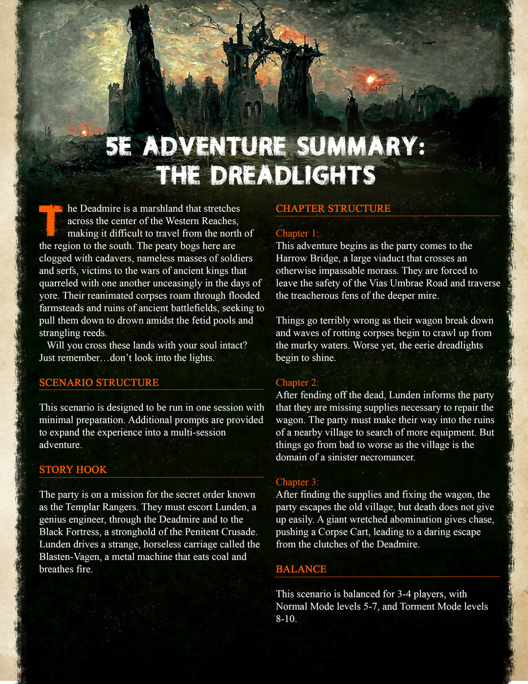 The Dreadlights - Deadmire | 5E Adventure