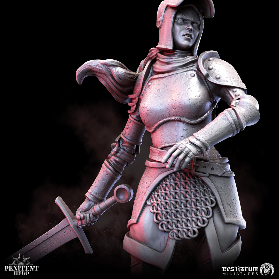 Fighter Lyrra Caerhaill | Penitent Hero | Bestiarum | Miniatures | D&amp;D | Wargaming | DnD