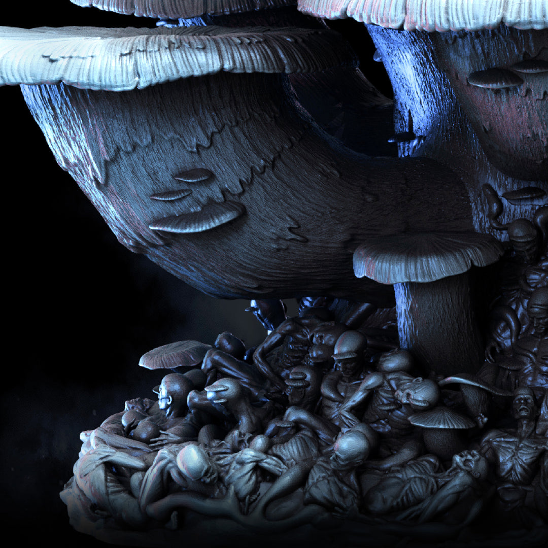 Corpse Mushroom Clusters | Mycena Mortifera